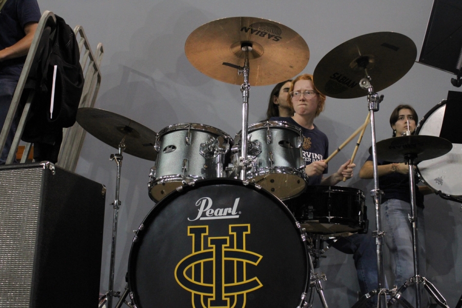 Girl drumming.