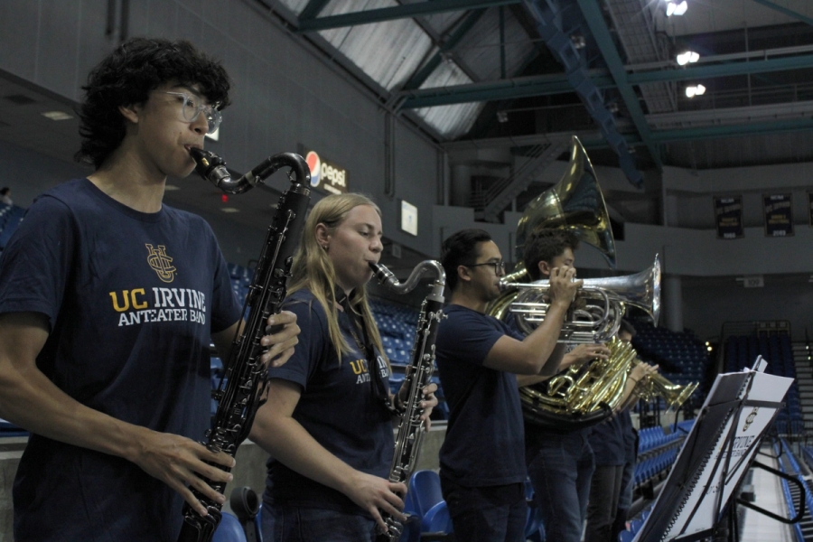 Low reeds/brass playing.
