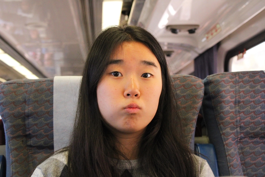 Girl making a face.