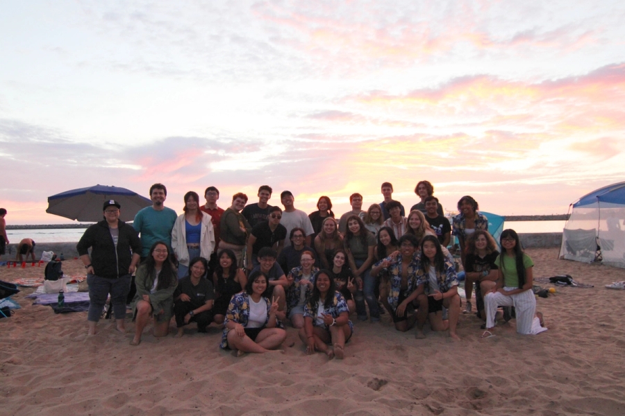Group of students posing and smiling.