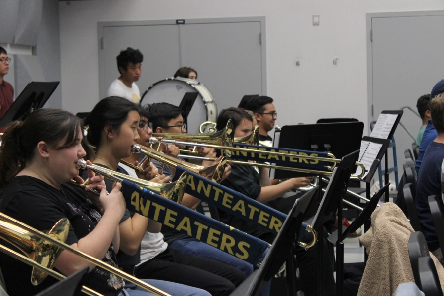 Trombones with their slide covers.