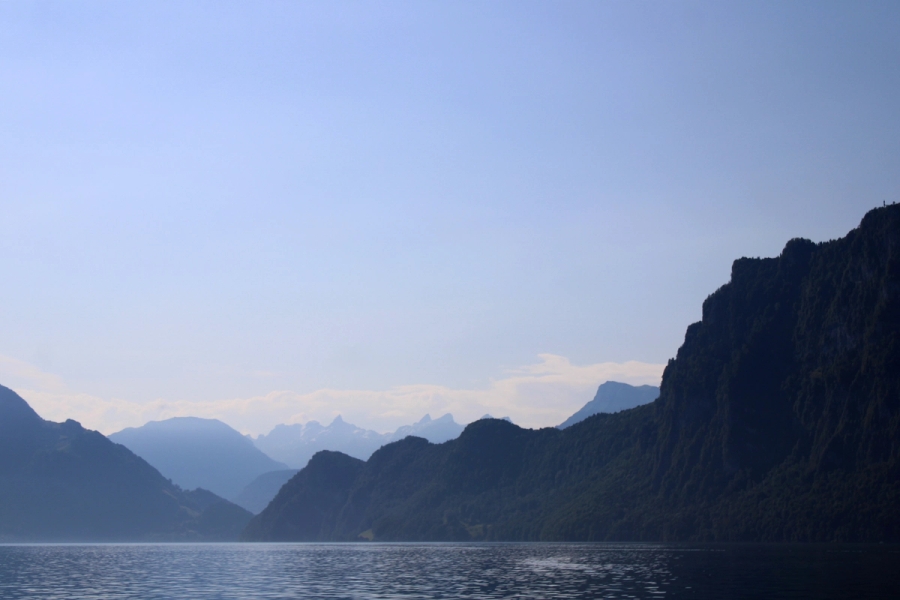 Cliffs and divots of land.