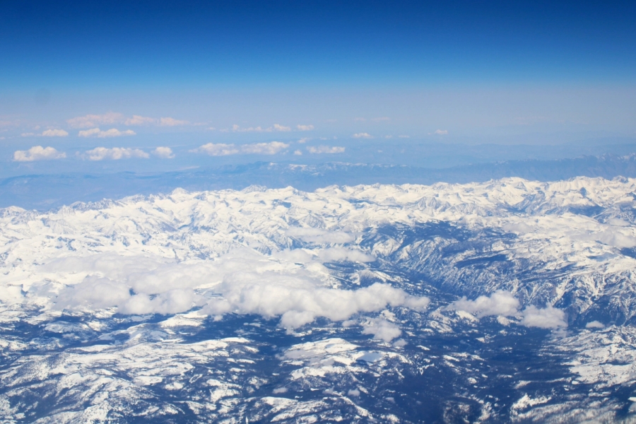 Half clouds half mountains.