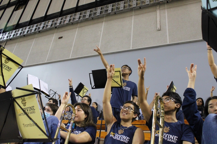 Low POV of band members "zotting".