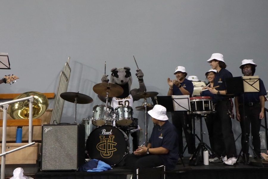 Peter playing the drums.
