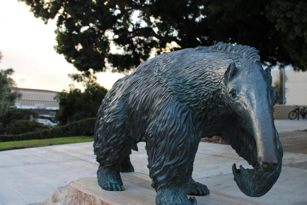 Peter the Anteater statue in front of the Bren Events Center.