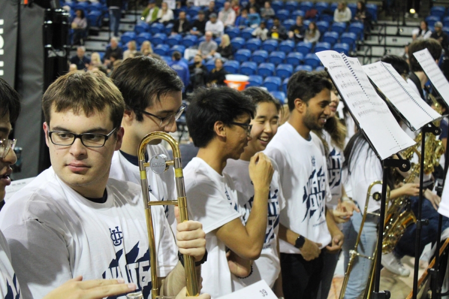 Trombone row facing the back.