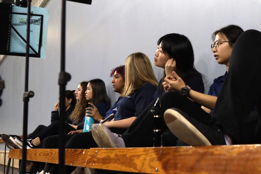 Flutes concentrating on the game.