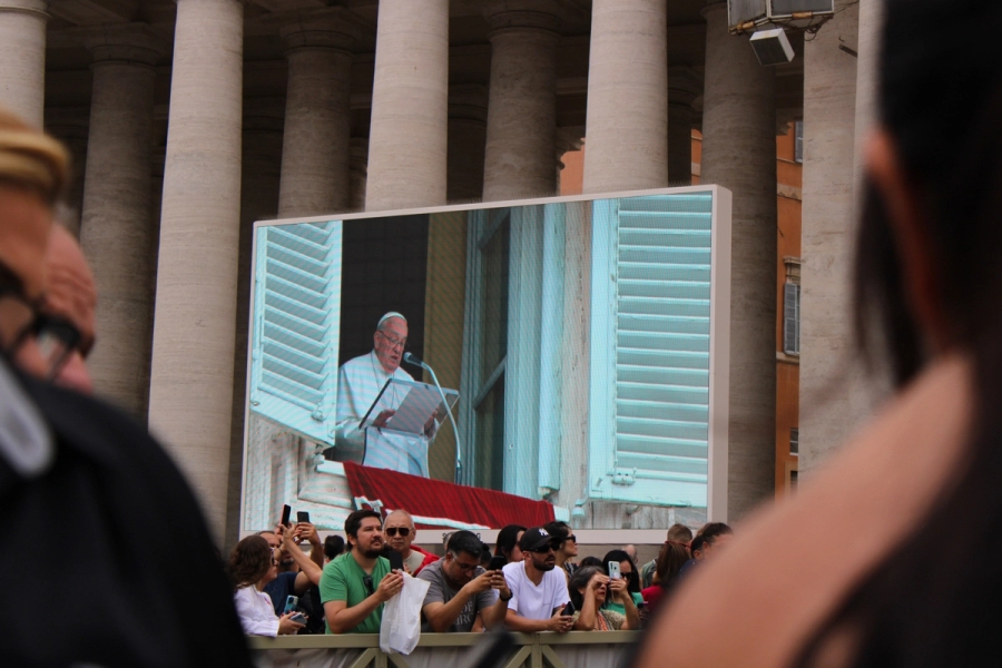 The Pope leading the Sunday Angelus.