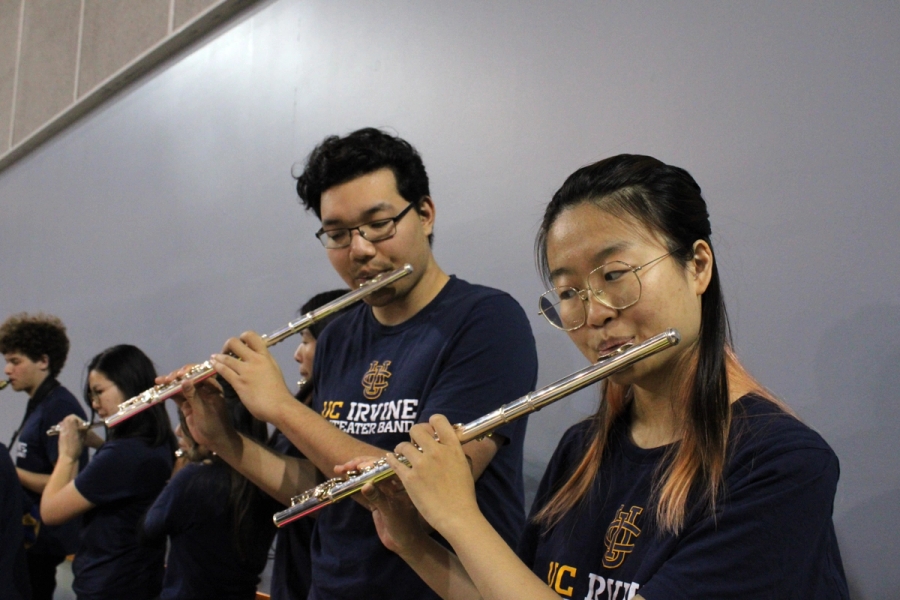 Two flutes playing.