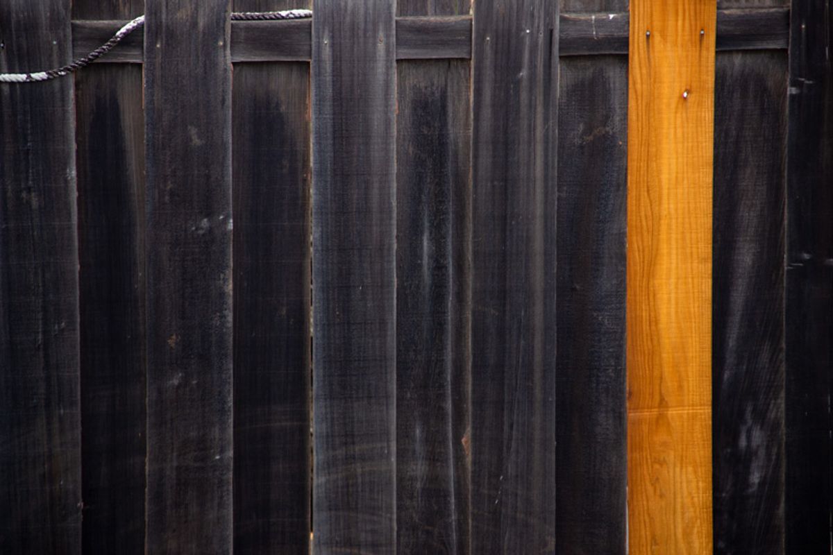 Side view of a fixed-up fence.