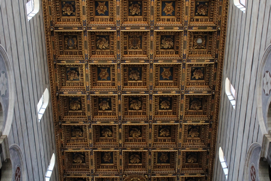 Square ceiling tiles.