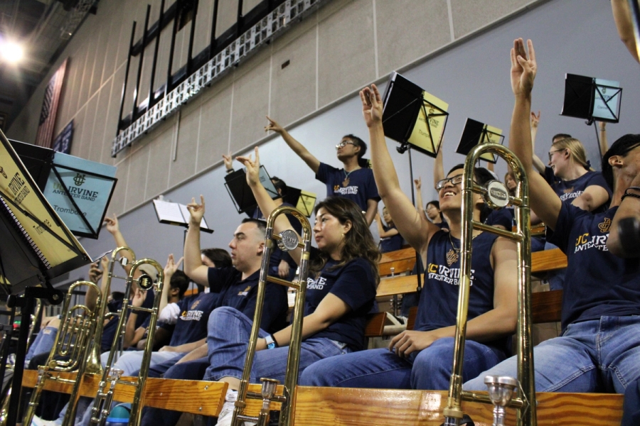 Low POV of band members "zotting".
