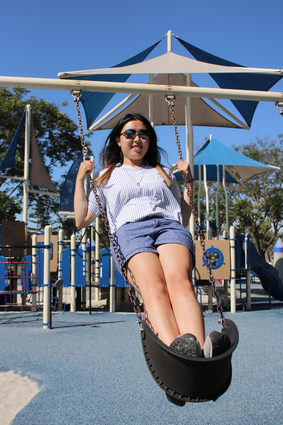 Girl on swing.
