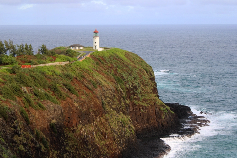 Lighthouse on a cliff.