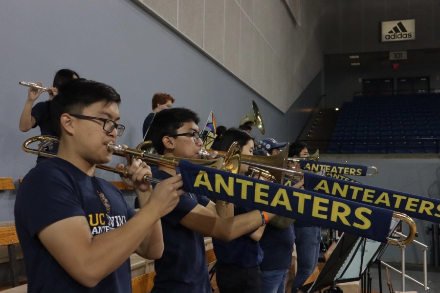 Trombones with slide covers.