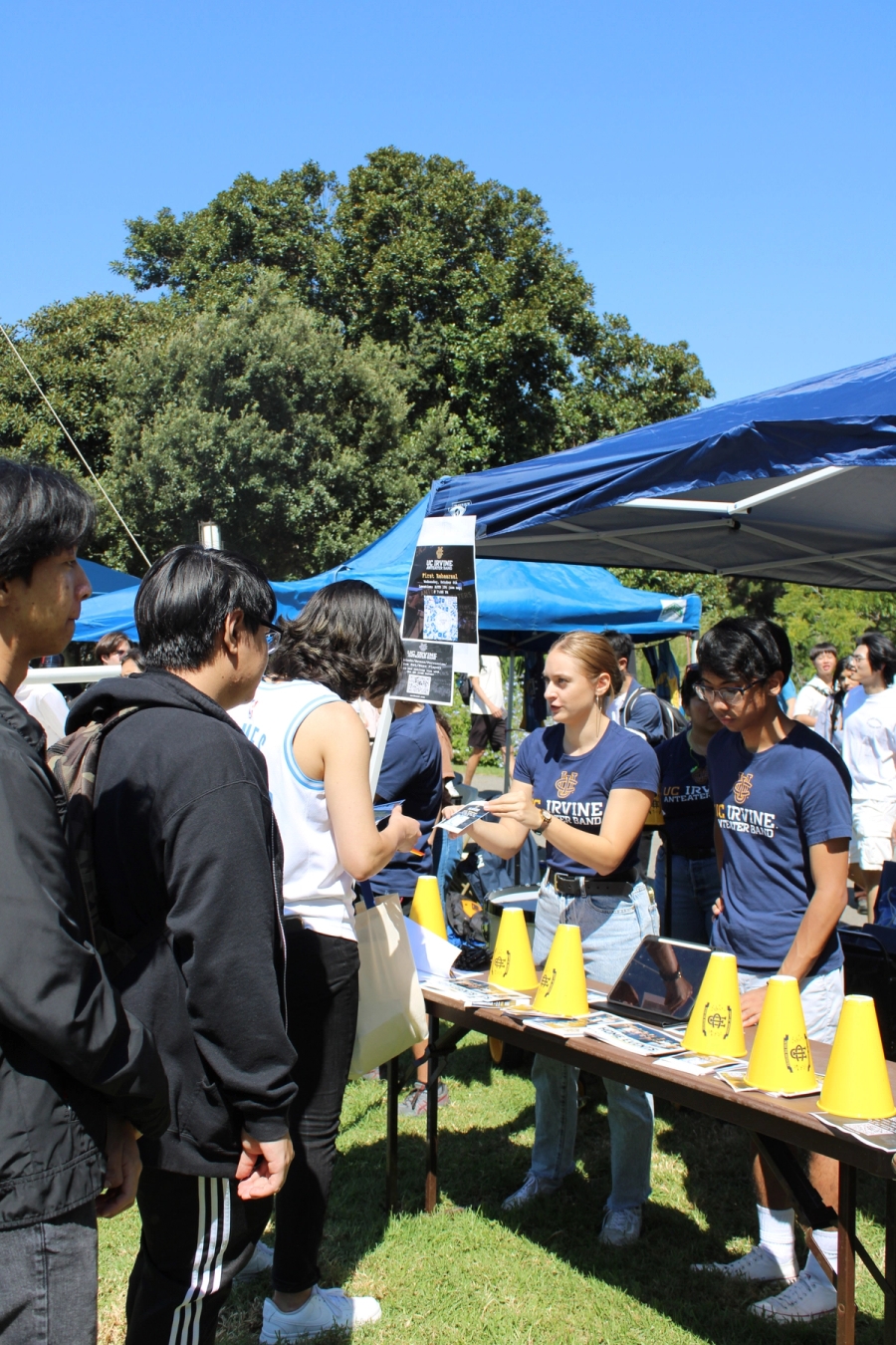 Answering questions of new students.