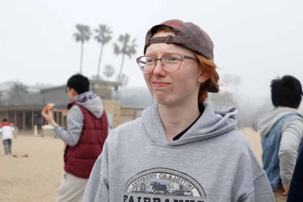 Girl making a face.