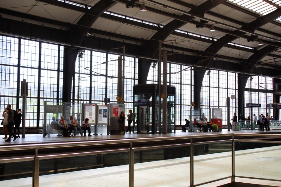 Inside Berlin train station.