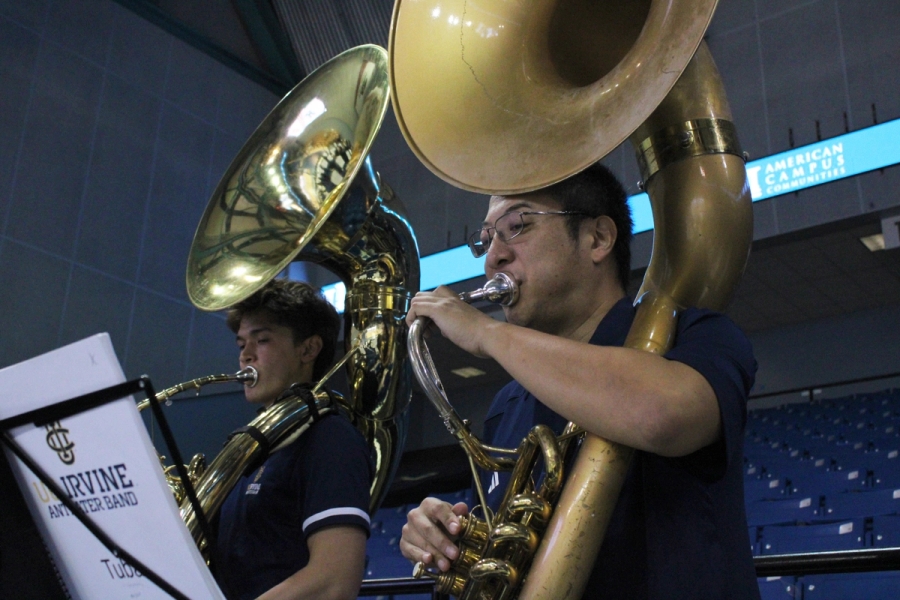 Low side POV of tubas.