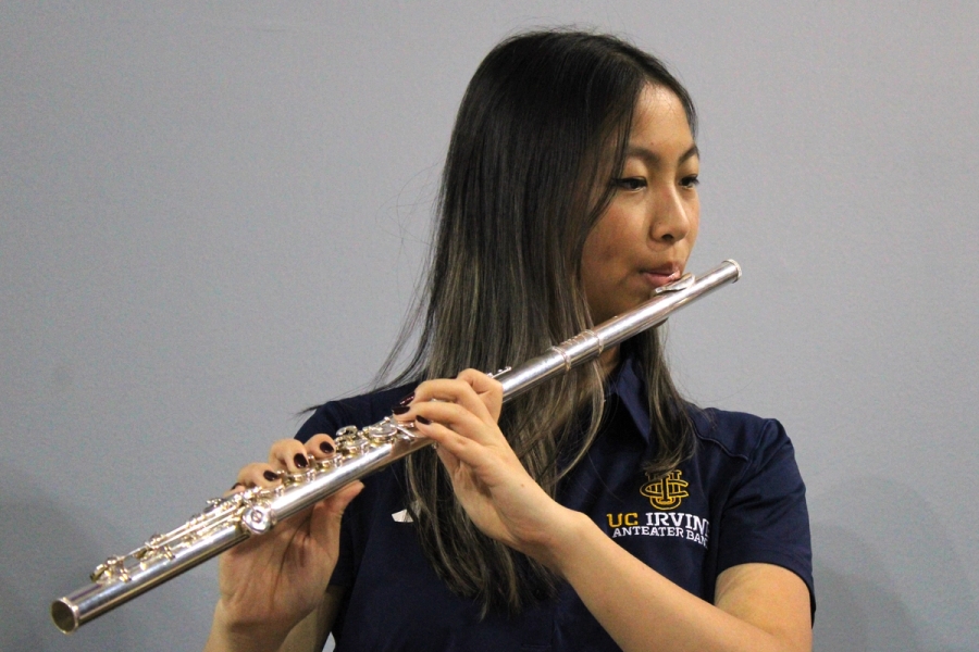 Girl playing the flute.