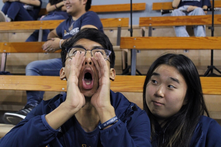 Girl staring at boy who is yelling.