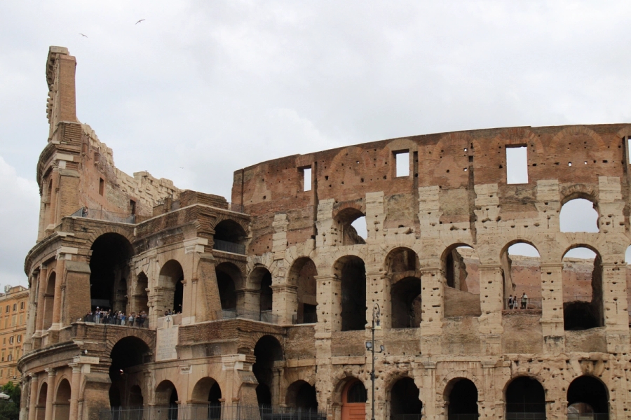 Broken side of colosseum.