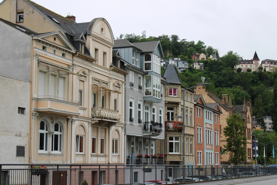 Buildings on the side of the street.