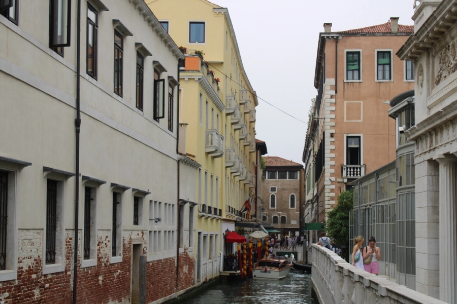 Canal passage in between buildings.