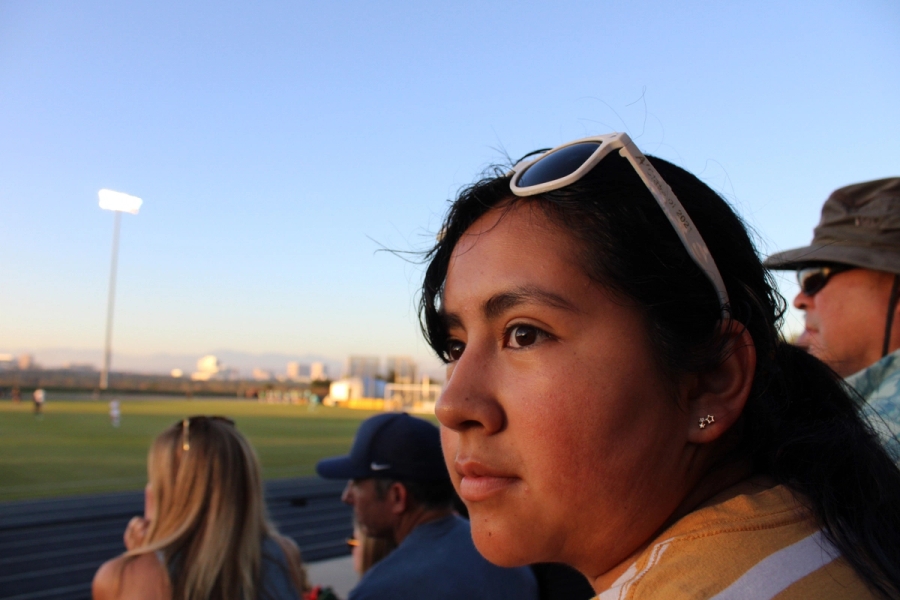 Girl looking at the left.