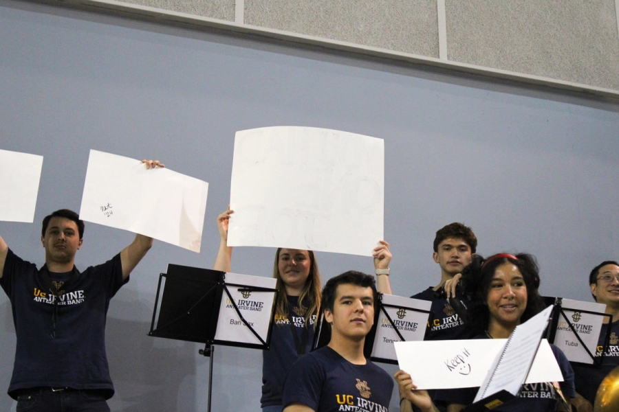Right side of band showing backs of signs.
