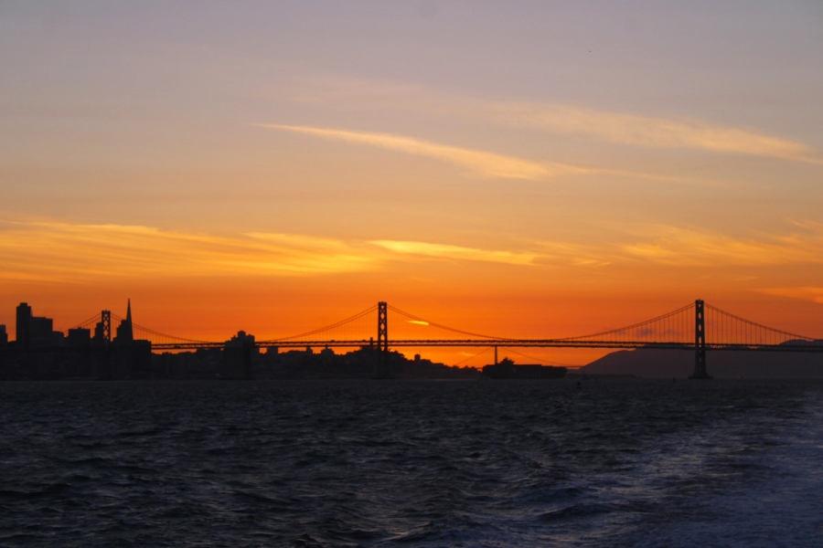 Sunset on East Bay Bridge.