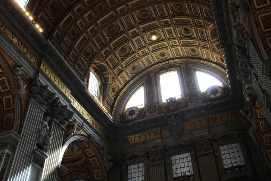 Light peeking out of ceiling windows.