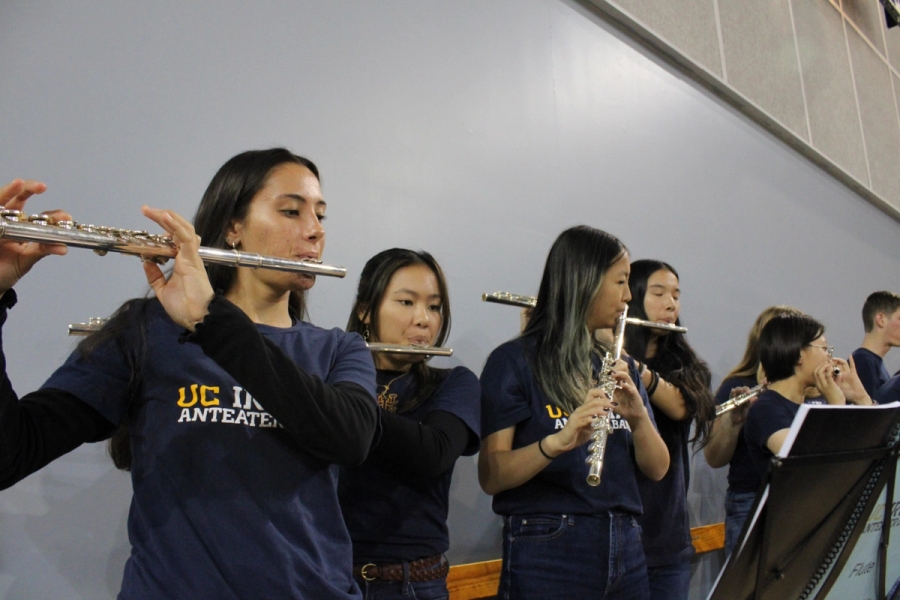 Low POV of flutes.
