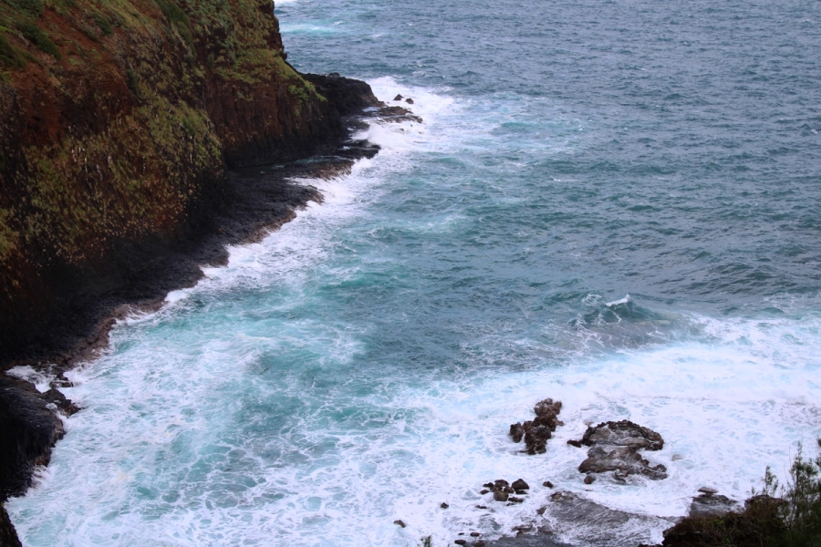 Crashing waves on steep shores.
