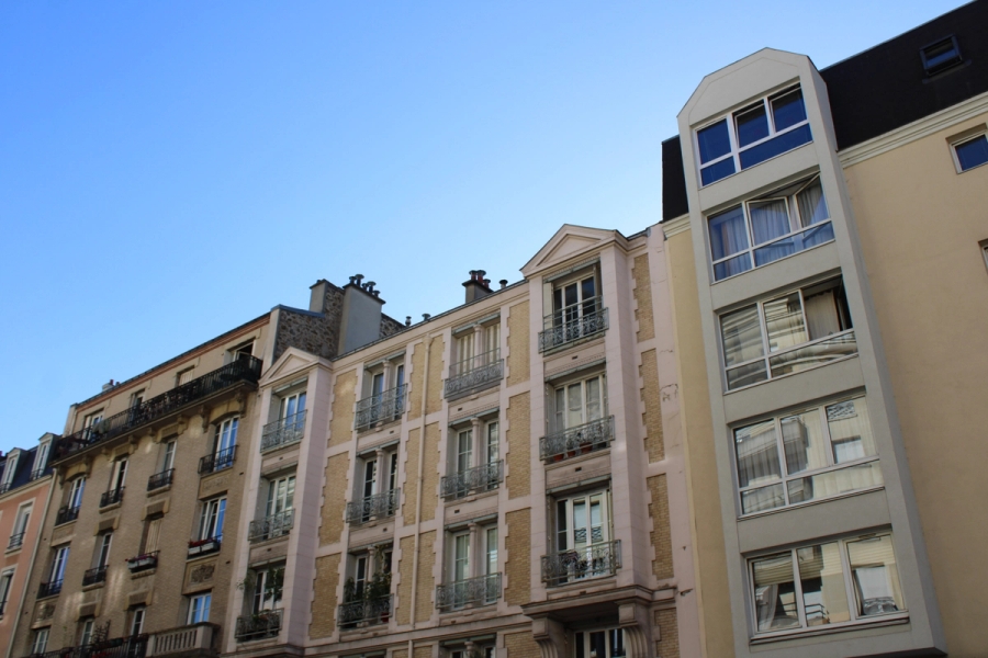 Low POV of apartments.