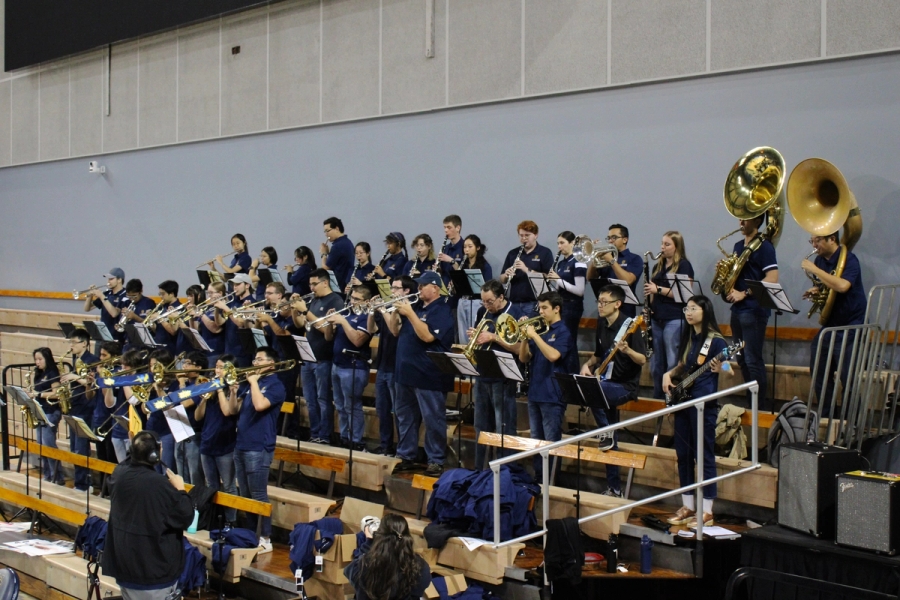 High POV of whole band.
