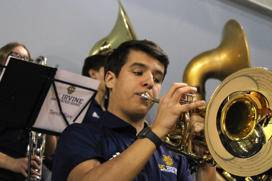 Boy playing the mello.