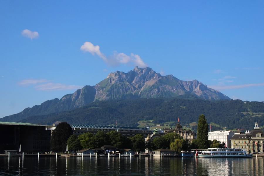 Mountain in the distance.