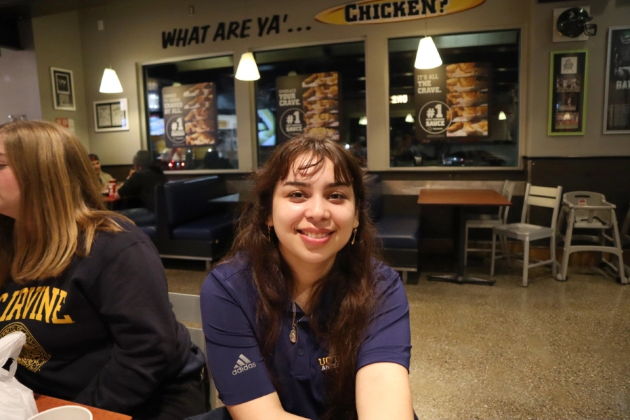 Girl smiling at the camera.