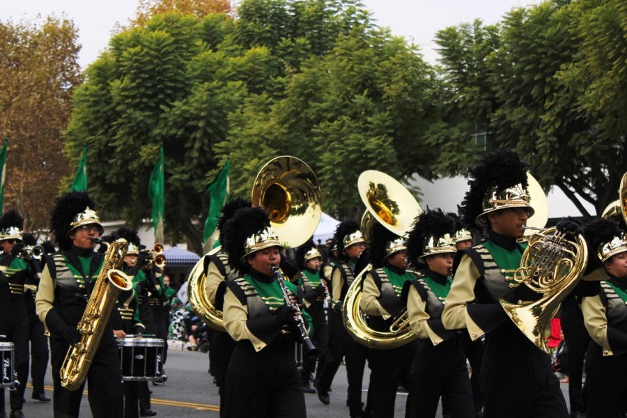Green and gold uniform.