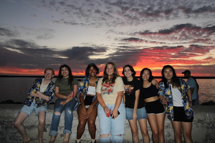 Group of girls at sunset.