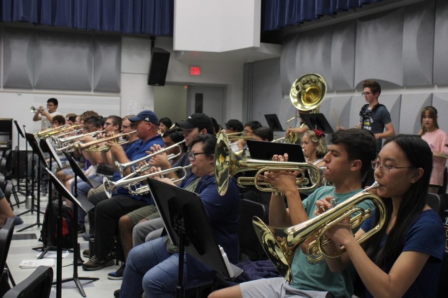 Brass section playing.