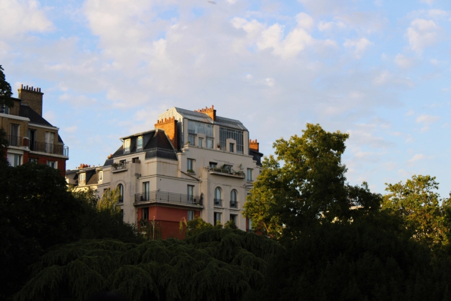 Building in the distance with trees.
