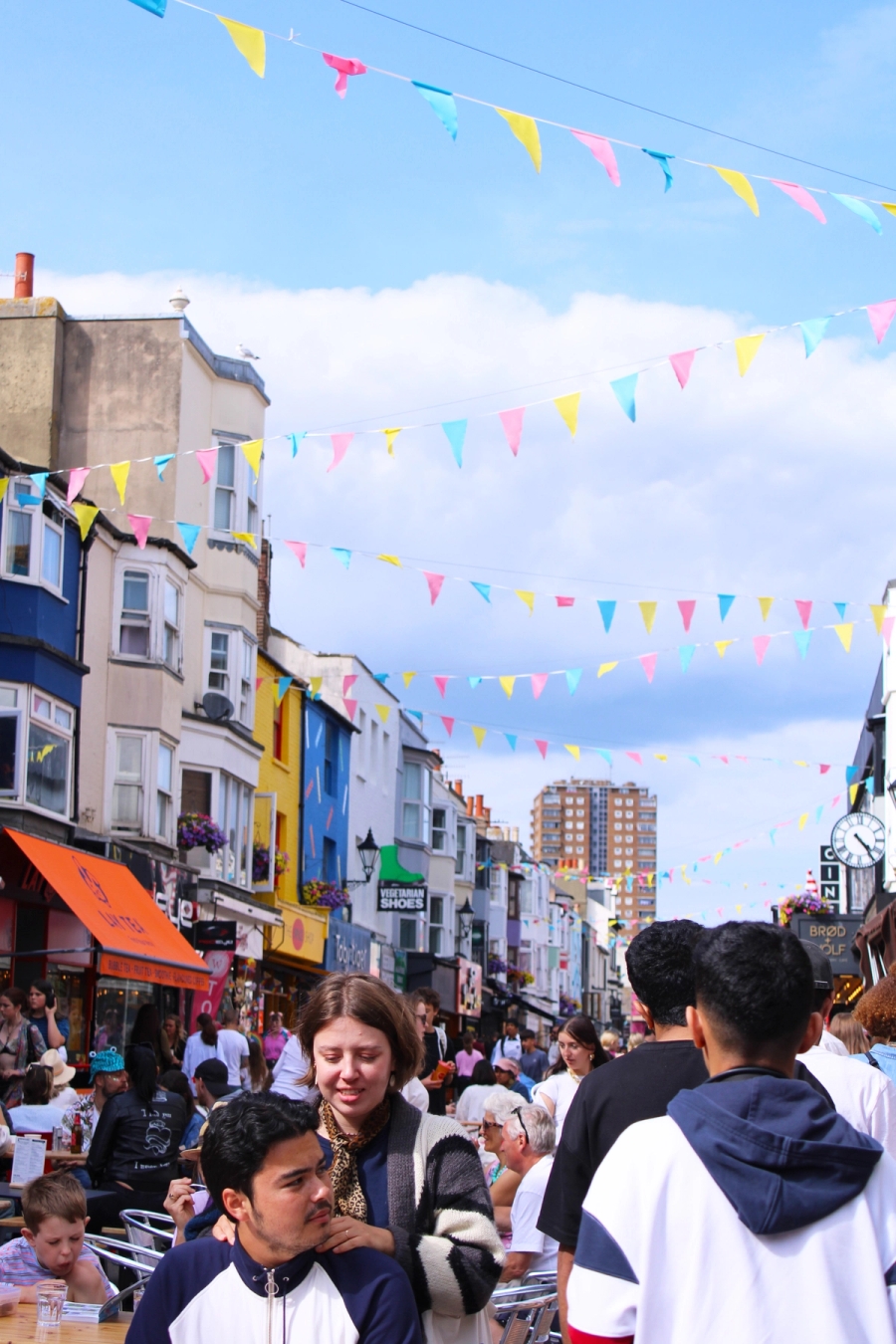 Street filled with people in Brighton.