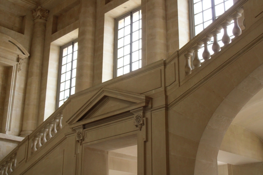 White, marble interior.