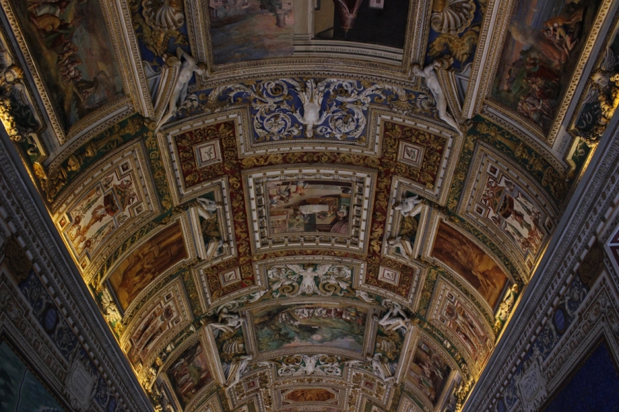 Intricate ceiling depictions.
