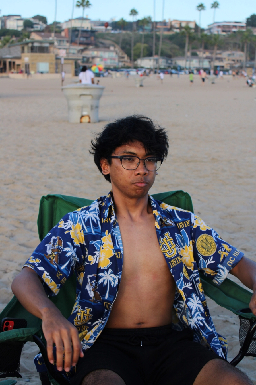 Boy puffing out his chest.