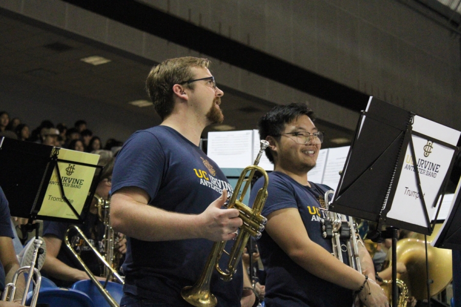 Two trumpets talking.