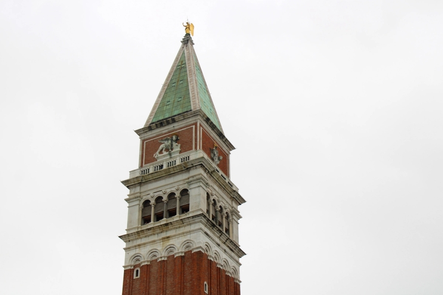 Lone tower with angel.